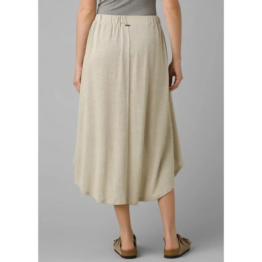 PRANA Women's Tidal Wave Midi Skirt Large Sand Beige High Low Knit NWT - Picture 2 of 13